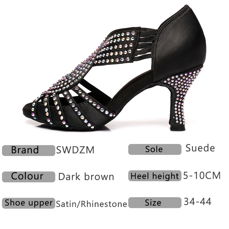 Wholesale specials jazz salsa latin dance shoes dancing women standard waltz rhinestone dance shoes high heel 6-10 cm