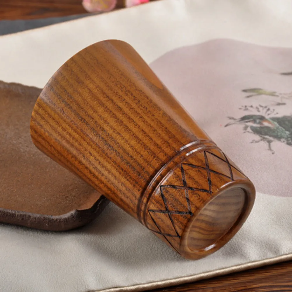High Quality New Wooden Cup Log Color Handmade Natural Wood Coffee Tea Beer Juice Milk Mug Dropshipping 2019 L*5 | Дом и сад
