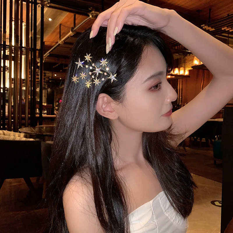 

Women Fashion Five-Pointed Star Tree Branch Metal Hairpin Girl Bangs Clip Hair Accessories Korean Flash Rhinestone Hair Clips