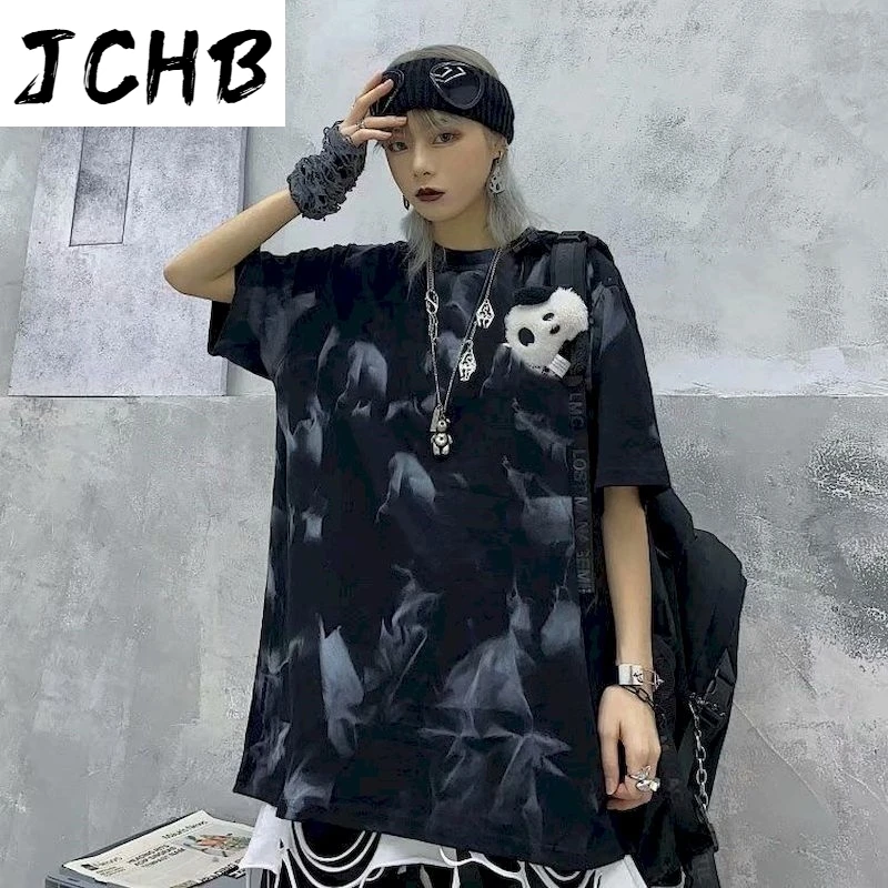 

2021 Tie Dye Couple Clothes Punk t Shirts Short Sleeve Harajuku Tshirt Oversized t Shirt Men Clothing T-shirts Korean Summer Tee