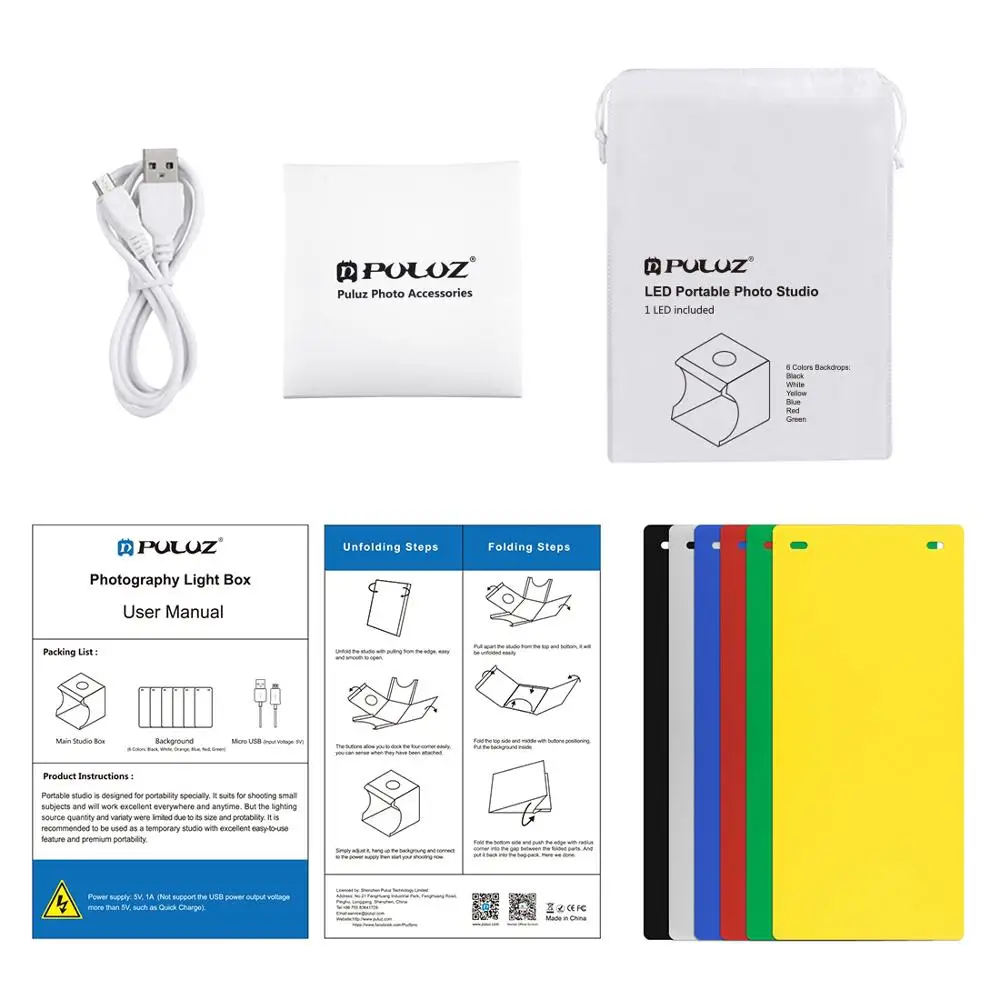 PULUZ folding light box photography photo studio soft LED background kit SLR camera has 6 | Электроника
