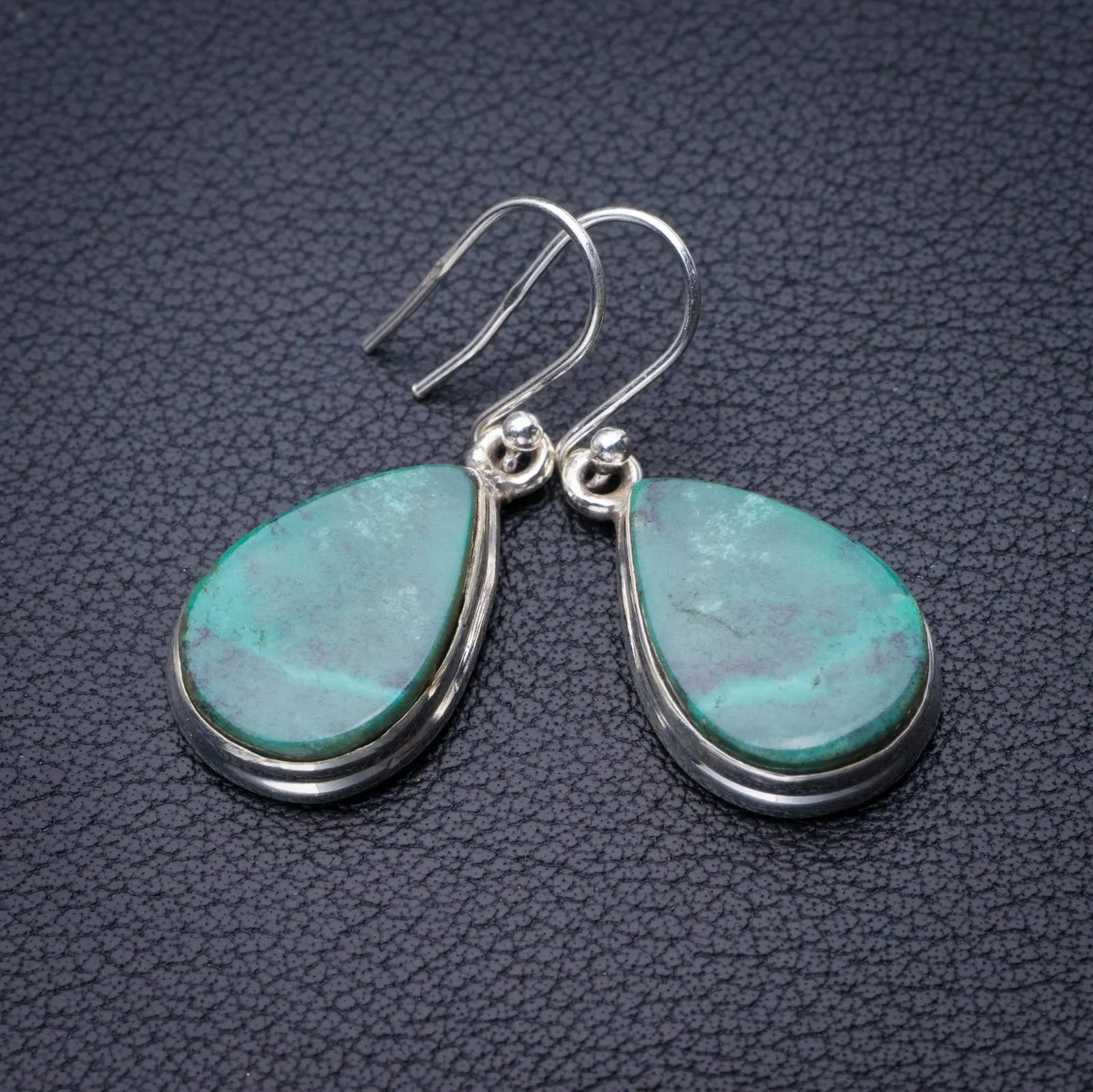 

StarGems Natural Turquoise Handmade 925 Sterling Silver Earrings 1.25" E0506