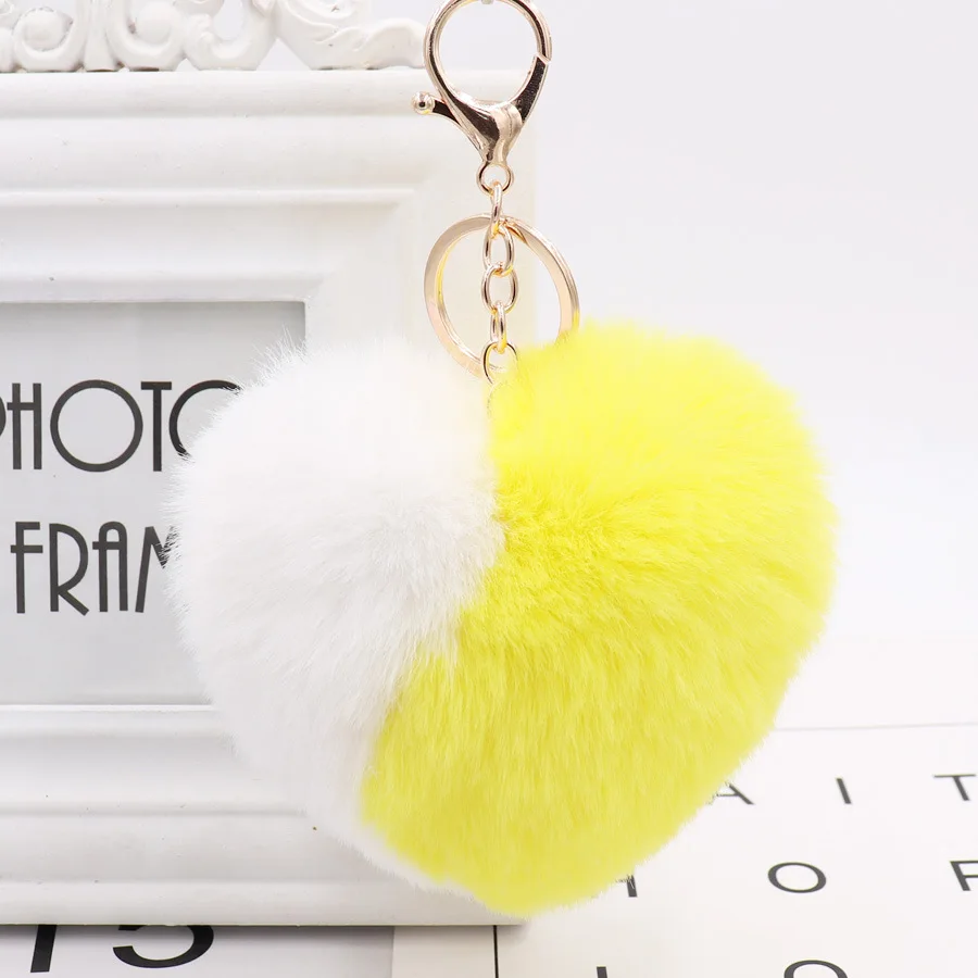 Романтичный помпон в форме сердца с брелоком для женской сумки подвеска круглым