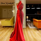 Красное длинное вечернее платье с расширенным съемным подолом 2021 сексуальное платье без рукавов с бусинами; Праздничное платье вечерние платья Исламская Турецкий Vestido De Novia De Soiree