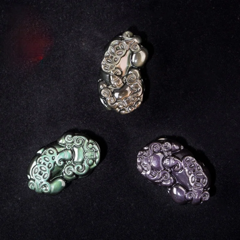 Природные Красочные тигр глаз камень Бусины Pixiu кулон благоприятный Ruyi