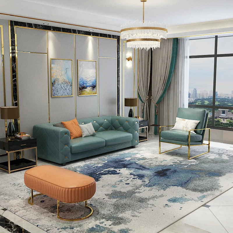 Пост современный светильник роскошных диванов синтетическая кожа комбинация