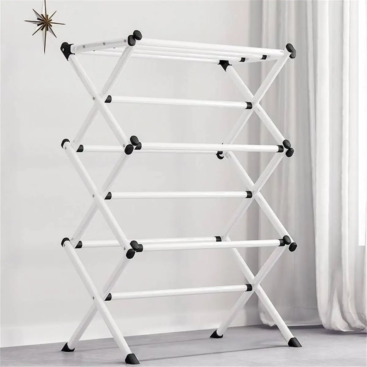 

Folding Clothes Hanger Stainless Steel Drying Rack Save Space Blanket Hanger Outdoor Home Balcony Hanger Laundry Dryer Stand