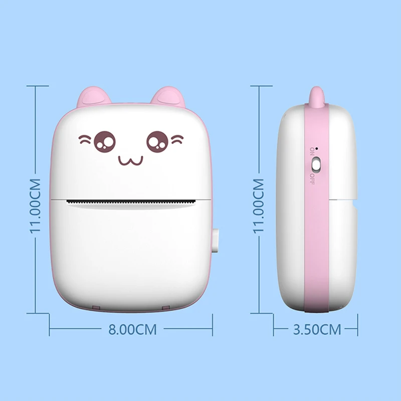 Original Cute Cat MINI Portable Thermal Label Printer Photo Pocket Wireless Printing Bluetooth 200dpi Printers | Компьютеры и офис