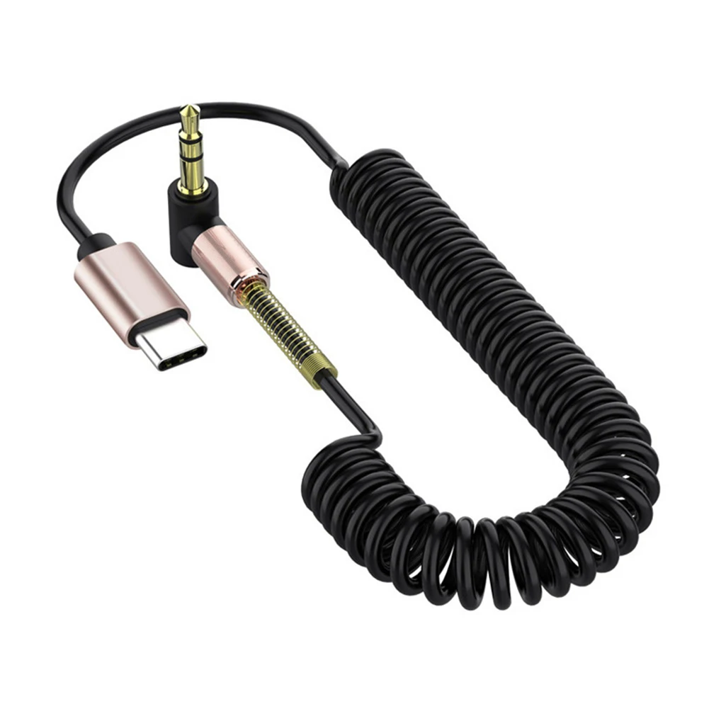 

Portable 3.5MM USB-C to AUX Adapter Type-C Male to 3.5mm Male Flexible Coiled Cable Aux Cable Aux Adapter for Phones Tablets