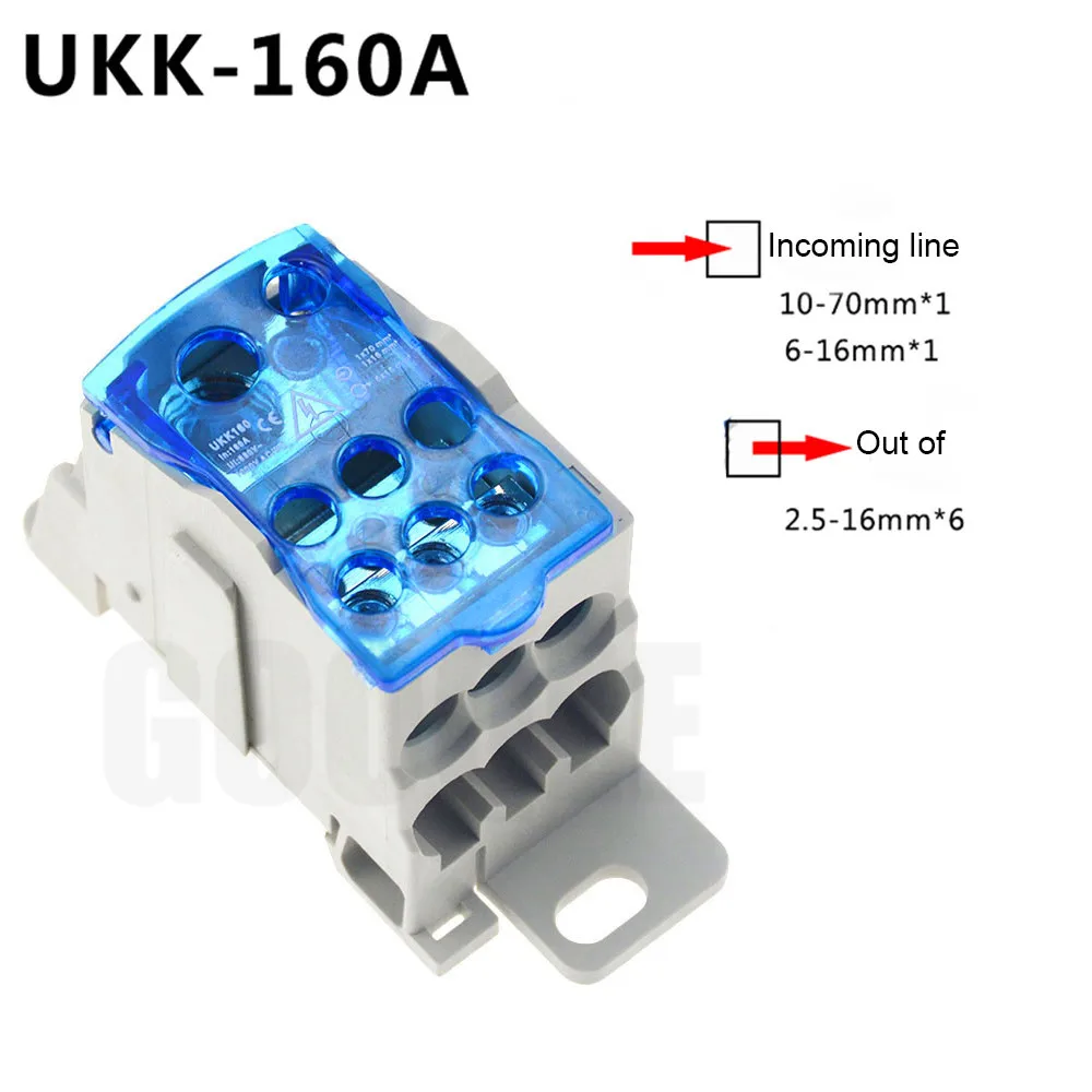 UKK160A UKK80A 125A 160A 250A 400A 500A клеммный блок 1 во многих из din-рейку распределительная коробка Универсальный электрический провод разъем - Цвет: UKK160A