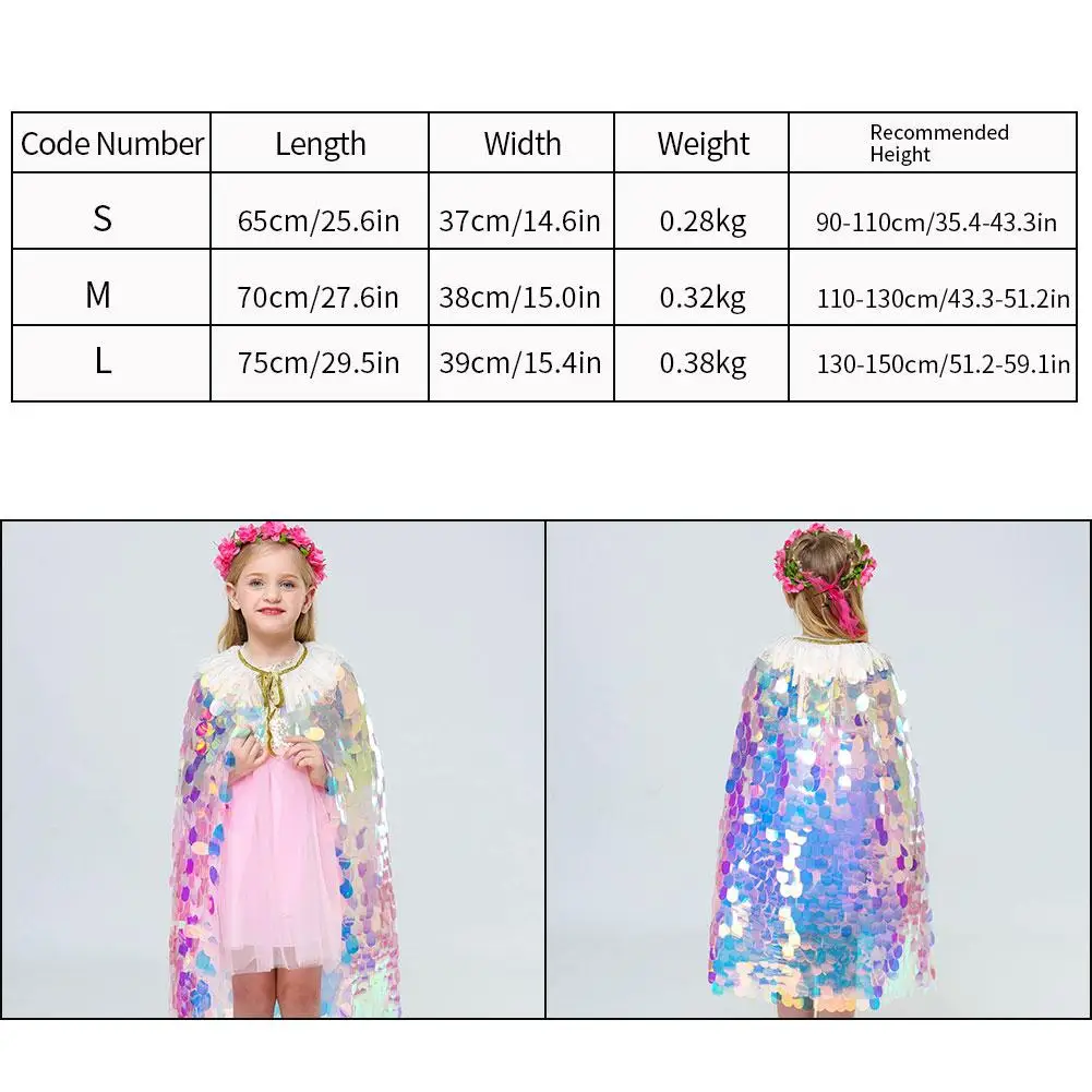 2019 Детский костюм принцессы плащ Милые русалки для маленьких девочек с пайетками
