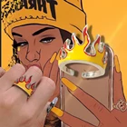 Женское Винтажное кольцо с подвеской Goth Flame, Открытое кольцо в стиле панк, Ювелирное Украшение для вечевечерние 90-х годов