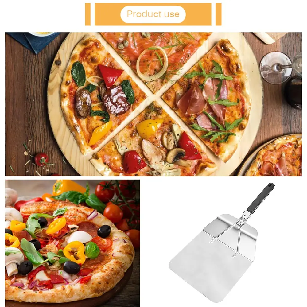 

Stainless Steel Pizza Frying Peel Lifter Shovel Spatula Paddle Pancake Bake Cake Shovel Handle Baking Cutter Tool Pizza Shovel