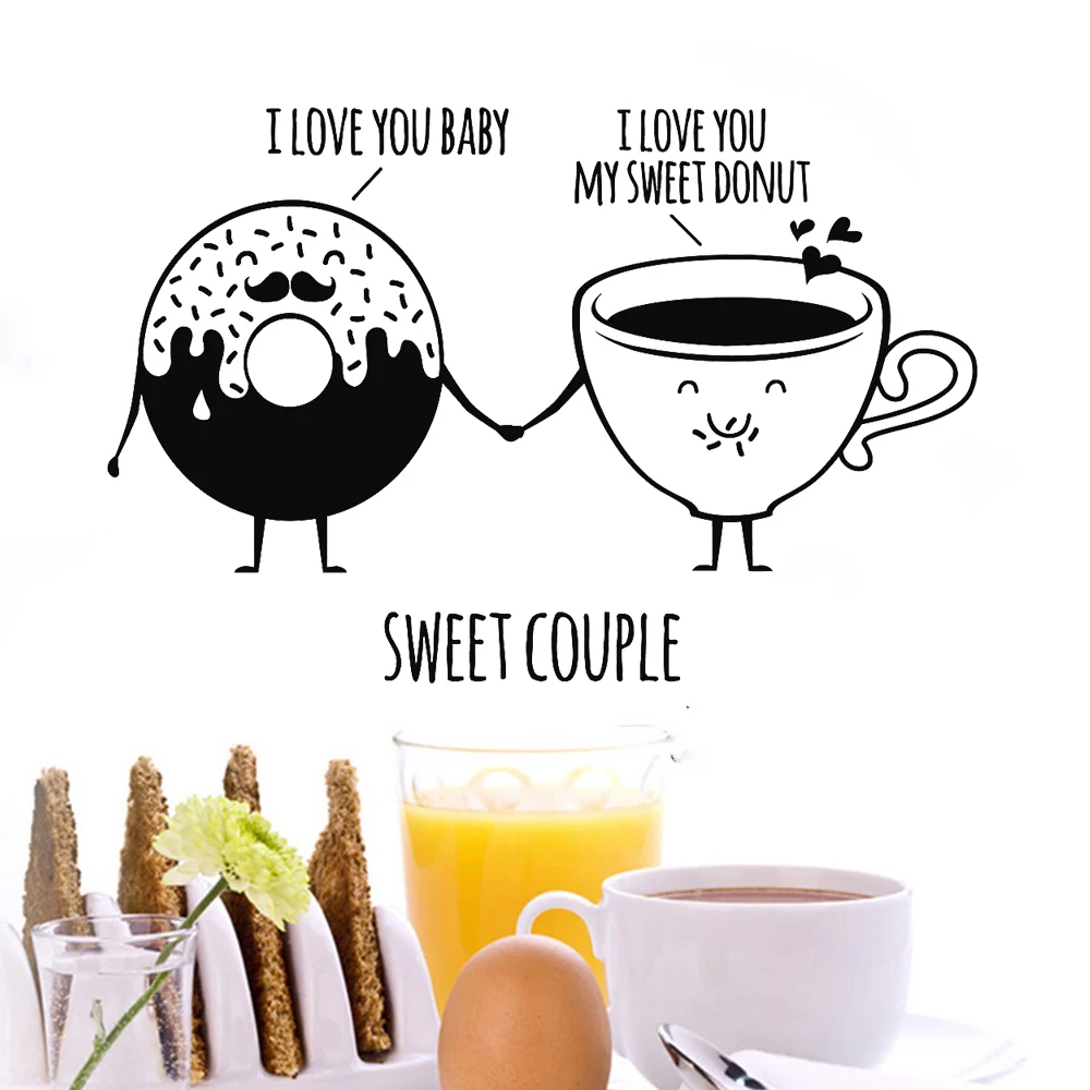 

Кондитерский магазин Наклейка на стену пончик чашка виниловая наклейка цитаты я люблю наклейки Сладкая пара конфеты десерт магазин Декор е...