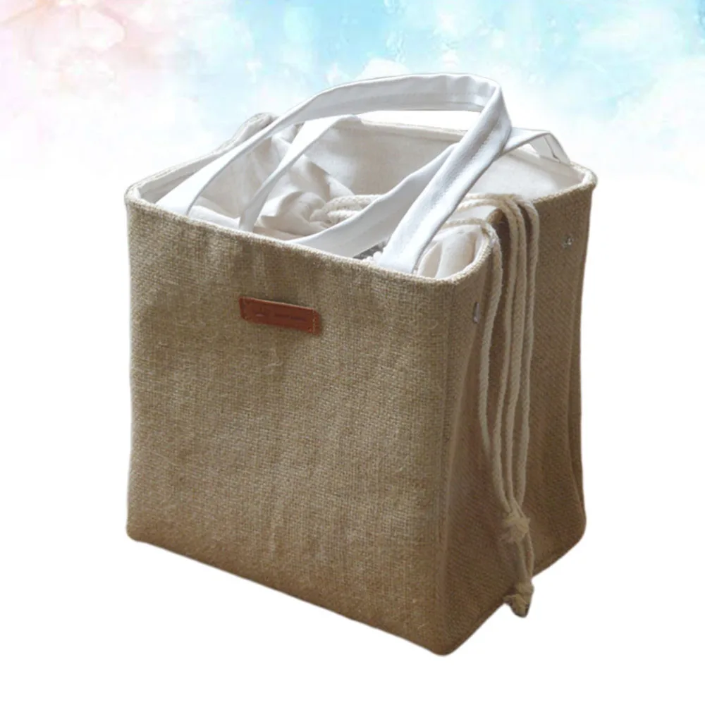 

Reusable Lunch Tote Bag Cotton and Linen Insulated Lunch Bag Tote Bag Handbag Cooler Bag for Adults Kids (Large