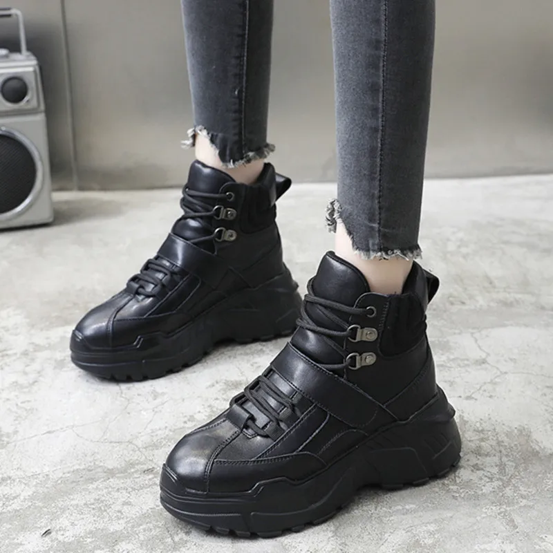 Новинка 2020 года Сезон осень-зима Обувь на толстой подошве Женские ботильоны