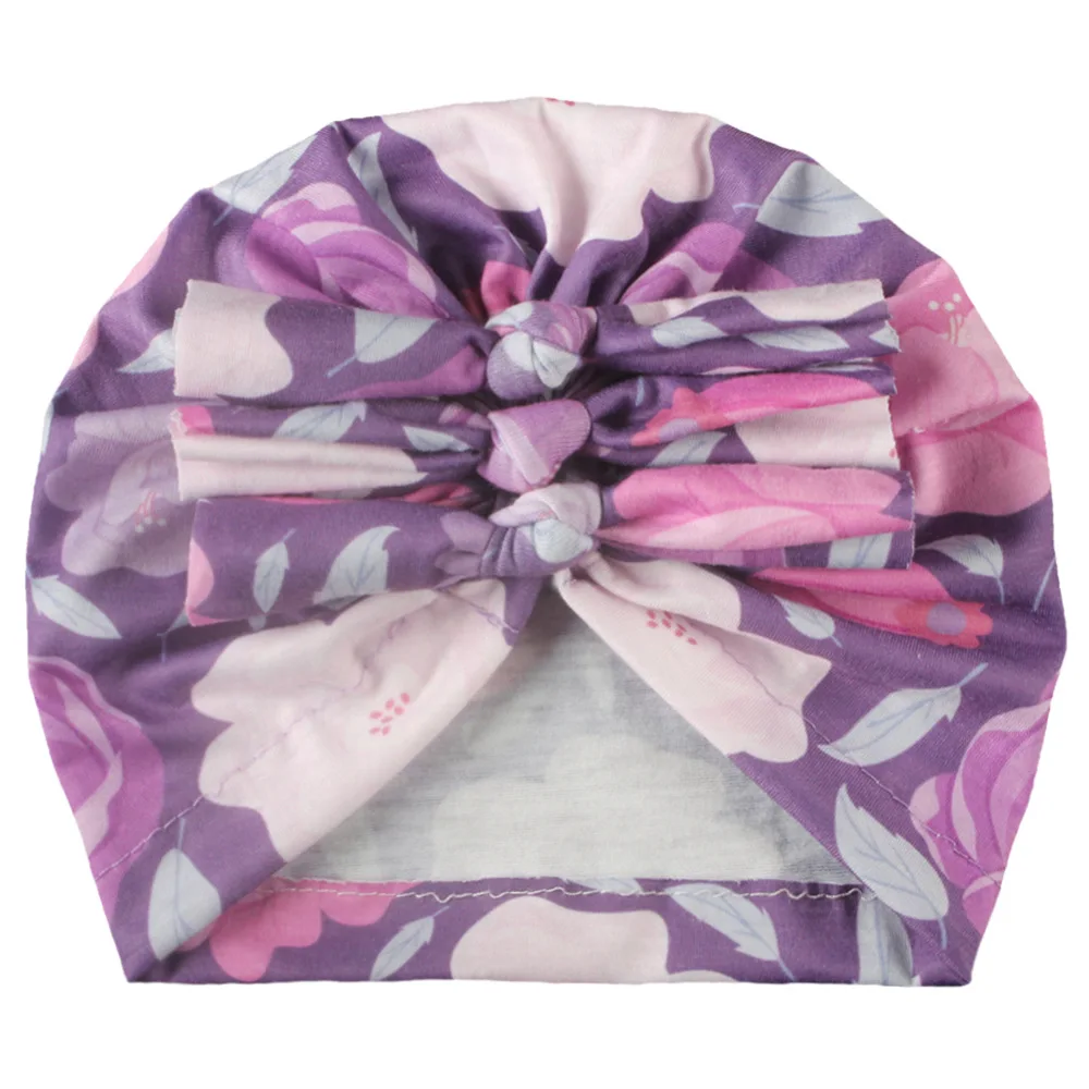 

New Newborn Toddler Headwear Kids Baby Girls Turban Cotton Blend Beanie Hat Flower Bow Knot Caps Cute Gifts