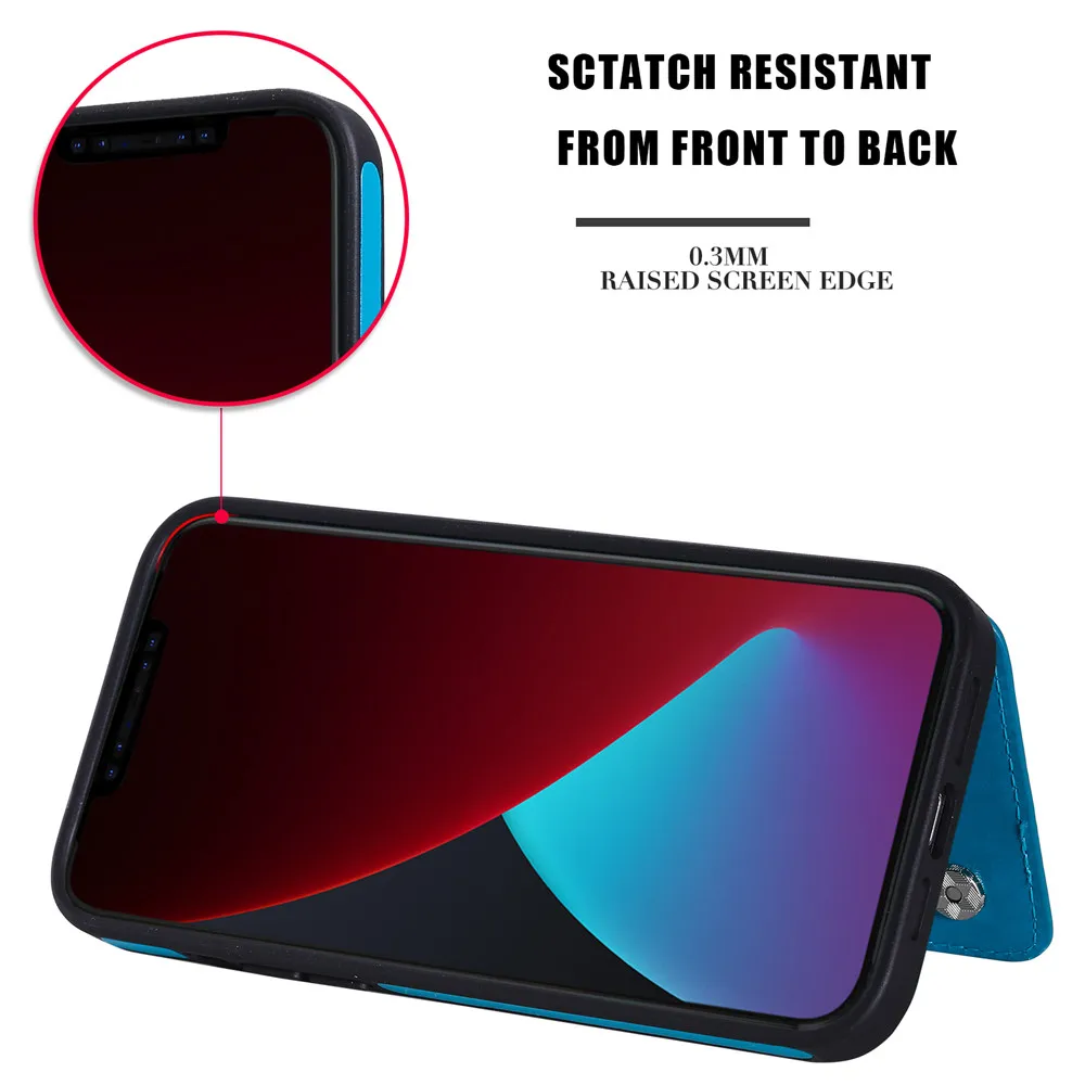 

Multi Function Leather Phone Case for iPhone 12 11 Pro X XS Max XR 6 7 8 Plus SE 2020 Magnetic Buckle Card Slot Bracket Cover