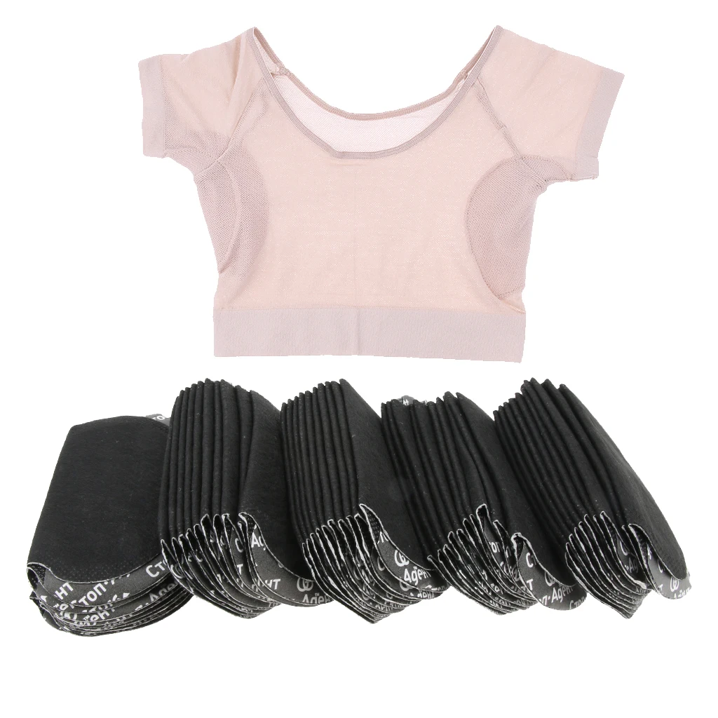 Washable Underarm Armpit Sweat Pads Shield Dress Shields Sweat Guard Perspiration Absorbing Absorbent+ 50Pcs Disposable Pads