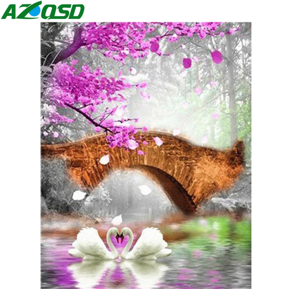 AZQSD раскраска для взрослых по номерам акриловая краска животных на холсте наборы