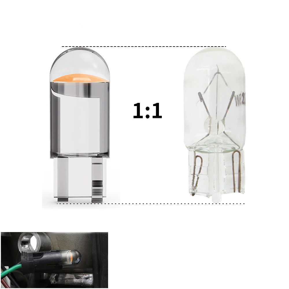 

ZTZPE 2/6/8/10 PCS License Plate Lamp 6000K T10 194 LED W5w Transparent Cob Highlight Outline Reading Side Lamp 1:1 12V
