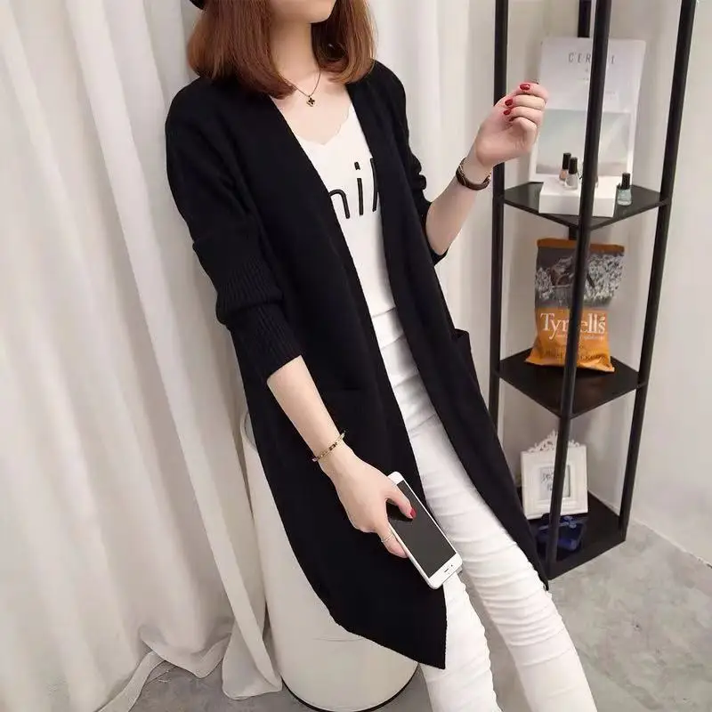 Women Knitted Soft Slim Solid Coat Thin Spring Autumn Sweater Korean Style Cardigan Long Sleeve Female Plus Size B7 | Женская одежда