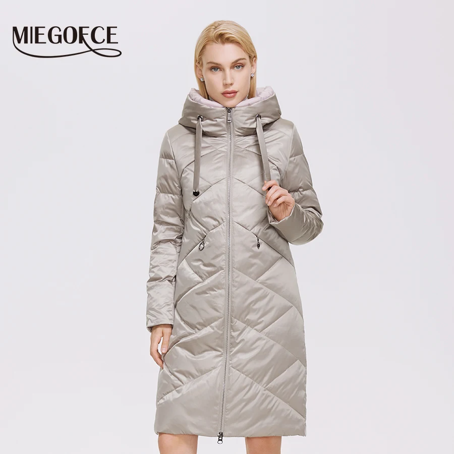 MIEGOFCE 2022 Зимнее новое женское длинное пальто стеганое с шарфом