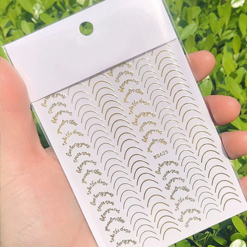 

French Gold Striping Tape Nail Design Stripe Lines Geometry 3D Sticker for Nails Gel Polish Sticker Decals for Manicuring