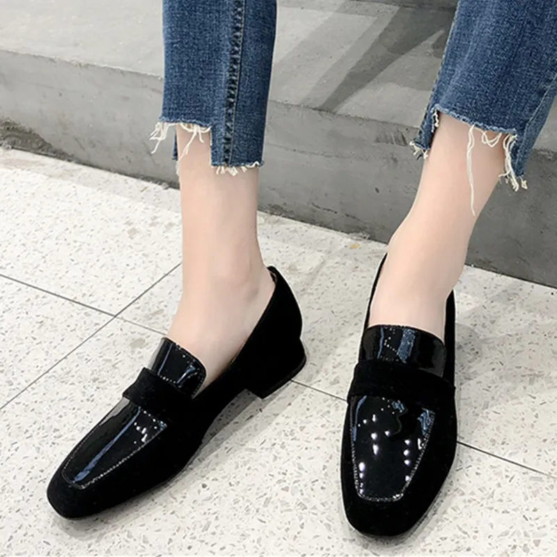

2021 summer Autumn Thick low Heels Pumps Fashion Genuine Leather Women Shoes patchwork Quality Basic Party Shoes Woman