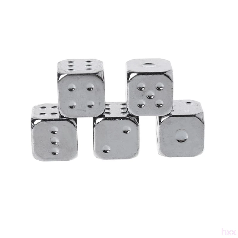 

New 5pcs 13mm Metal Dice Gold/Silver Solid Heavy Dice Bar Night Club Party Drinking DND Game Dice