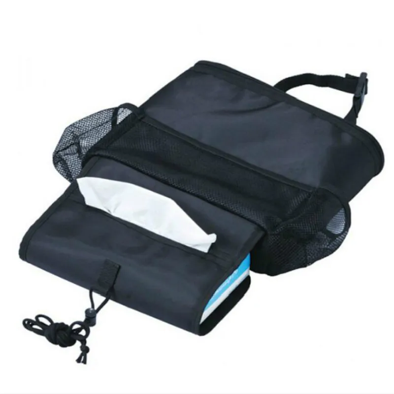 Black Car Back Seat Organizer Storage Bag Car Hanging Bag Multi-Pocket Auto Car Storage Tissue Box Car-styling