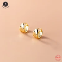 dreamhonor genuine 925 sterling silver short curved glossy ear buckle clip earrings for women party jewelry gifts smt064