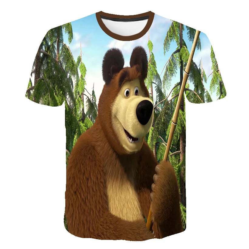

New Children Clothing Masha-Bear Summer TShirt Breathable Baby Kids Clothes Boy And Girl Short Sleeve 3D Cool Cartoon