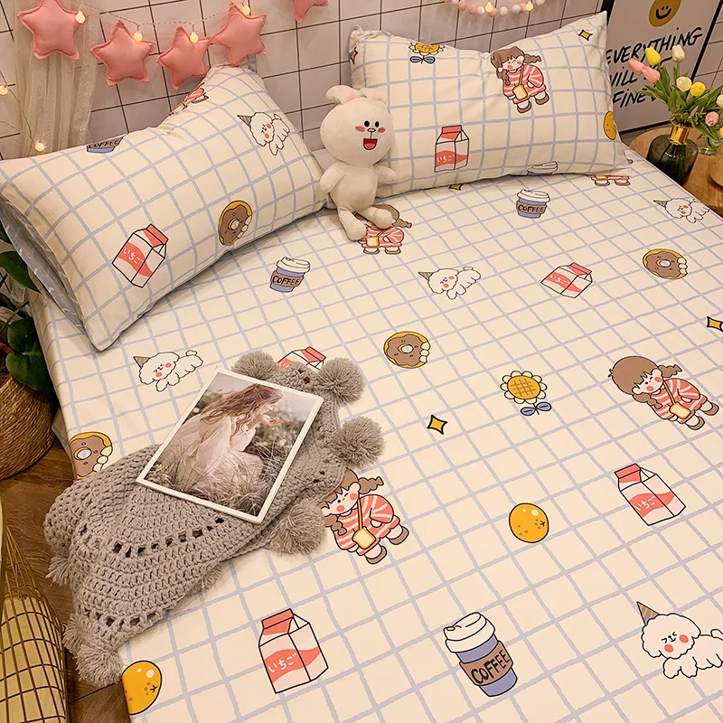 

Bed Sheet+2Pcs Pillow 2021 Cases Decor Home Textile Bedding Coverlet Flat Sheet Flower Bed Cover Bed Sheet Soft Warm Bed sheets