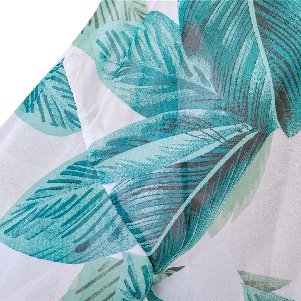 

Leaf Print Long Cardigan Swimwear Boho Flare Sleeve Sashes Summer Beach Cover Up Swimwear Holiday Big Size Output 2021 Swimsuit