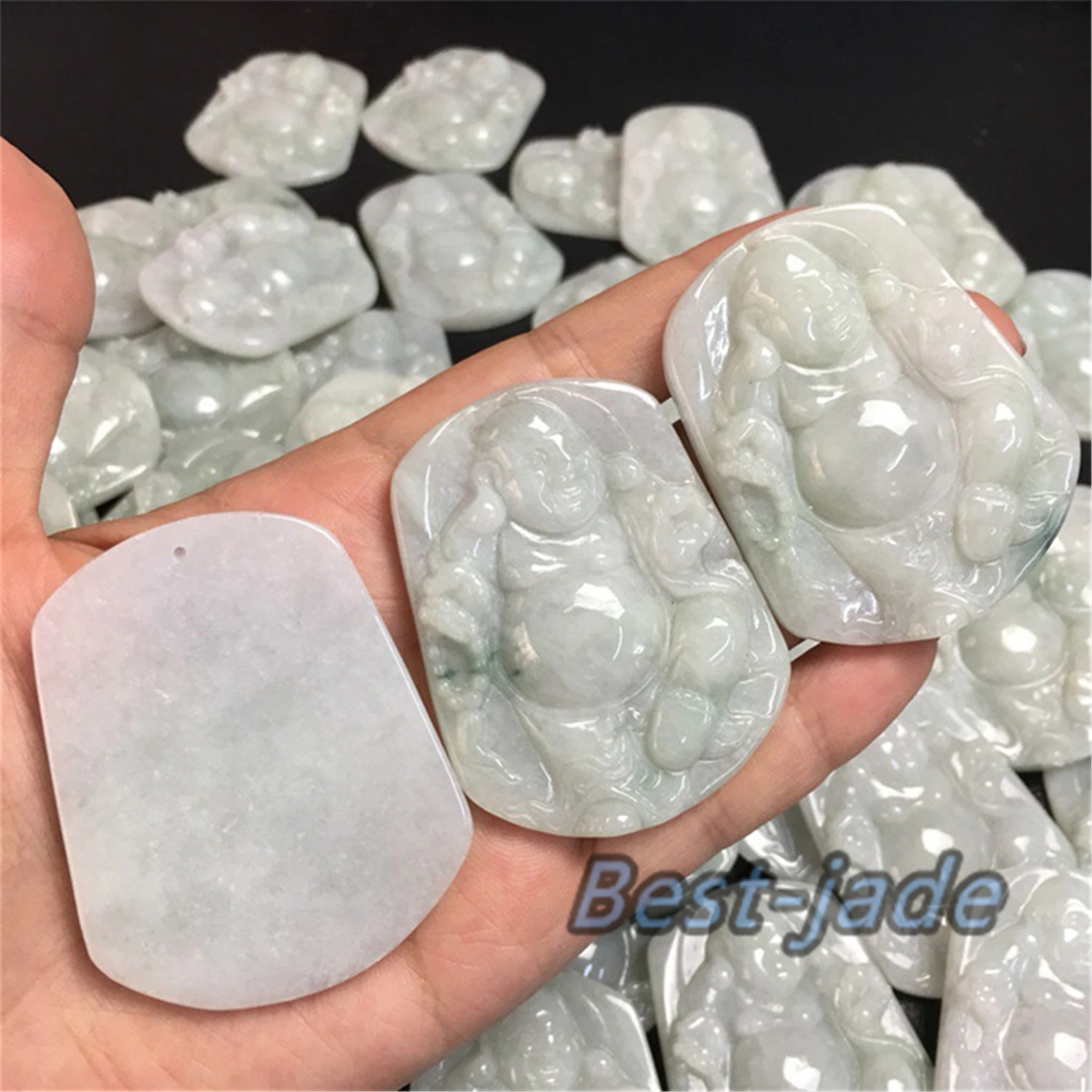 Подставка Будда Натуральный Белый Зеленый Класс нефритовый человек Бирма ЖАДЕИТ
