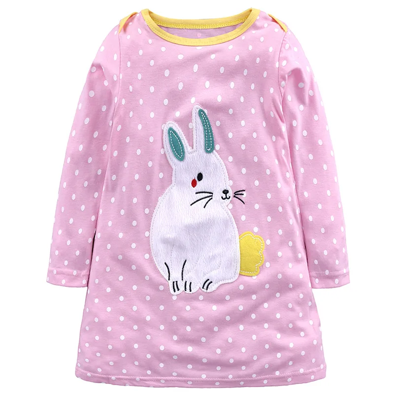 

Girls Dress Long Sleeve Stripes Rabbit Mouse Animal Polka Dots Princess Dresses for Birthday Christmas Party Baby Kids Clothes
