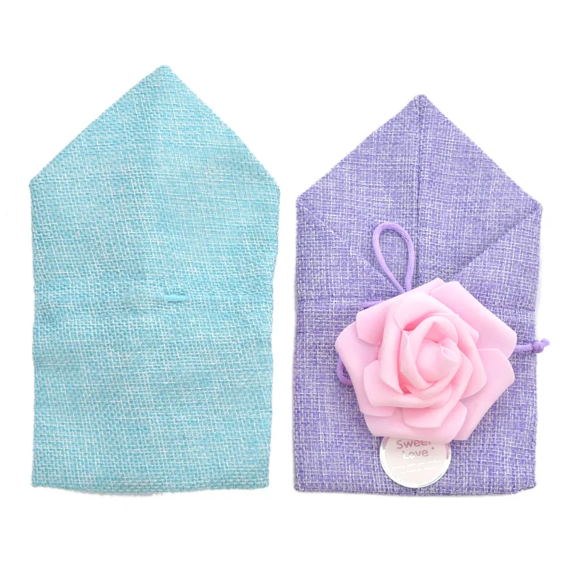 

50pcs Red Pink Linen Drawstring Candy Gift Bags Natural Burlap Jewelry Pouch Wedding Birthday Party Favor Packing Bag