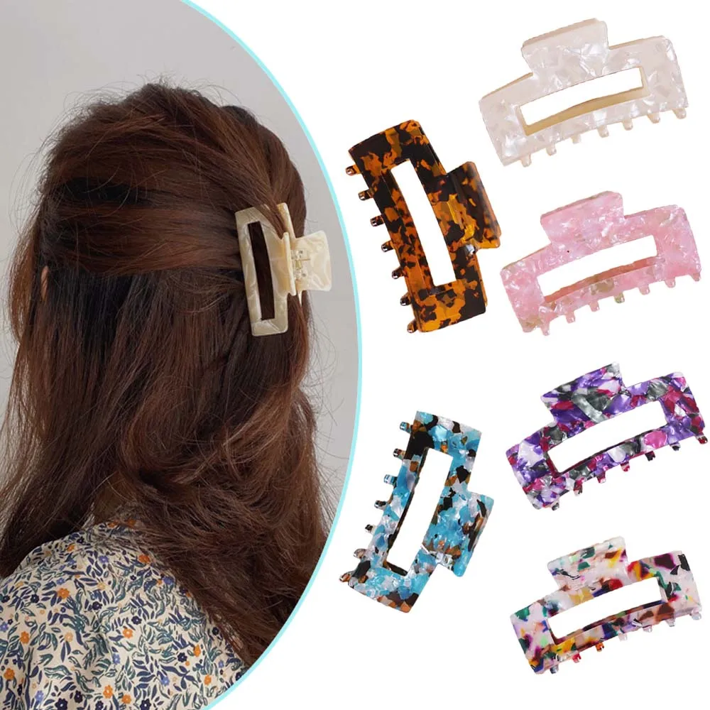 

Korean Woman Large Size Acetate Hair Claw Multicolor Girls Hair Accessories Ink Pattern Hair Ornaments Elegant Hair Clips