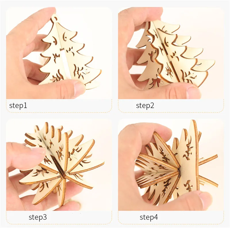 Рождественские трехмерные полые деревянные подвесные Подвески Рождественская