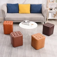 creative pu stool for home small bench to change shoes square low stool for adults footrest for home small stools for family modern shop clothes stool rest