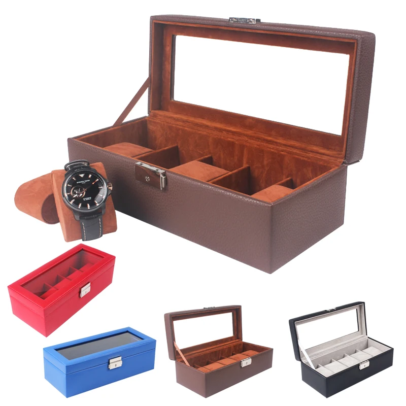 Роскошный 4 Сетки Коробка для часов ручной работы часы Чехол коробка времени