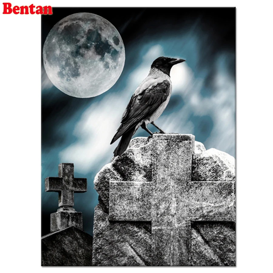 Готическое искусство Алмазная вышивка ворона лунный свет алмазная живопись