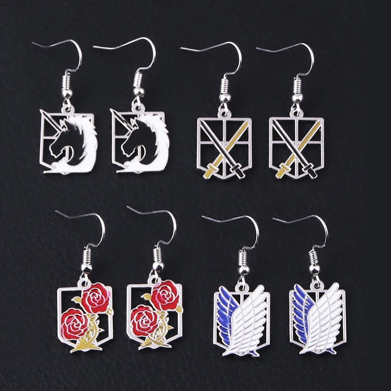 

Anime Attack On Titan Drop Earring Attack Wings Trainee Survey Corps Pendant Earring For Women Girl Cosplay Jewelry Gift