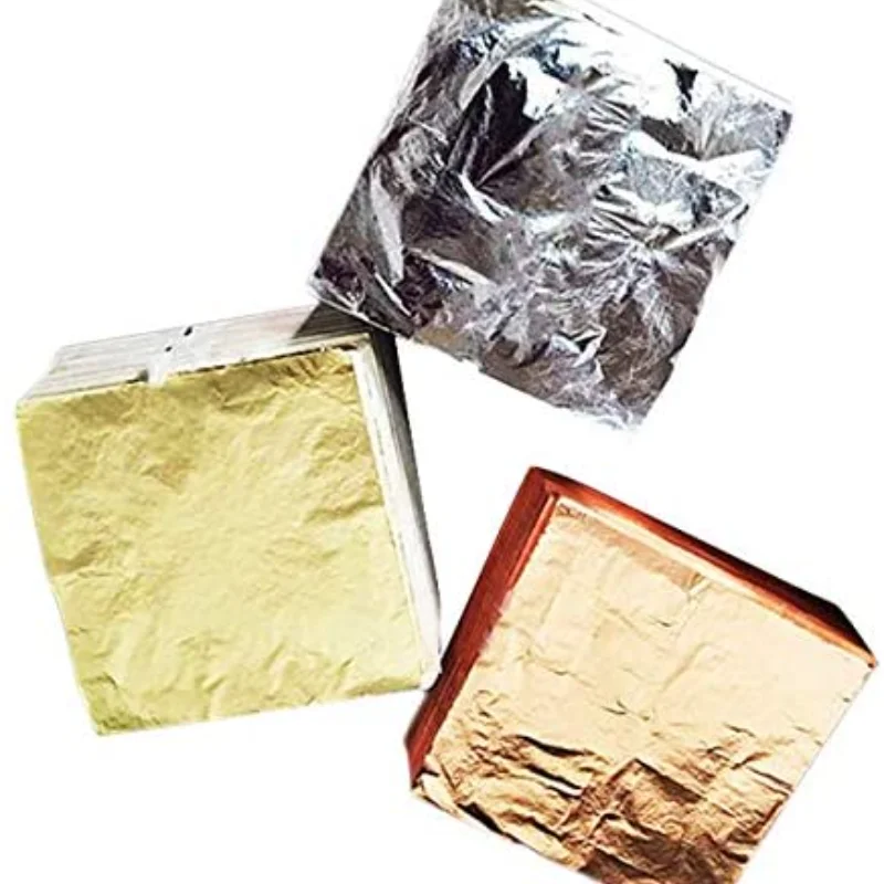 100 шт./10 сусальное золото имитация золотого и серебряного цвета Медь бумага из