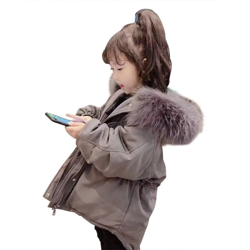 

Children's Fashion Down Jacket 2020 Parker Coat with Thick Hair Collar Hot Style Faction Outwear Winter Style for Boys and Girls