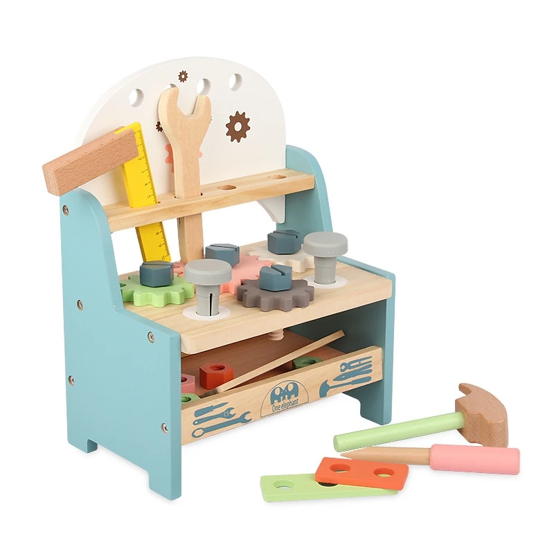 

Children Simulation Wooden Tool Bench Large Toolbox Screw Nut Combination DIY Disassembly Tool Table Maintenance Toy