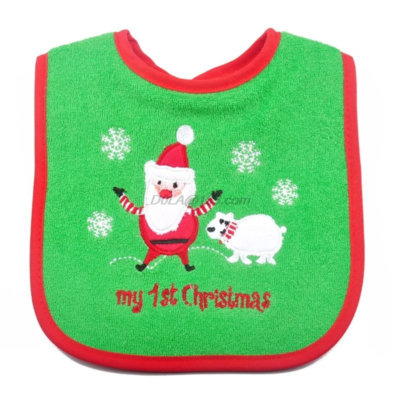 

Нагрудник для новогодней ёлки, детский Слюнявчик с Санта Клаусом, оленем, многоразовый аксессуар для кормления