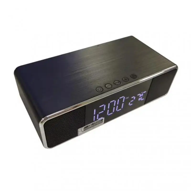 

Electric LED Alarm Clock With Phone Wireless Charger Desktop Digital Thermometer Clock HD Mirror Clock With Date 12/24 H Switch
