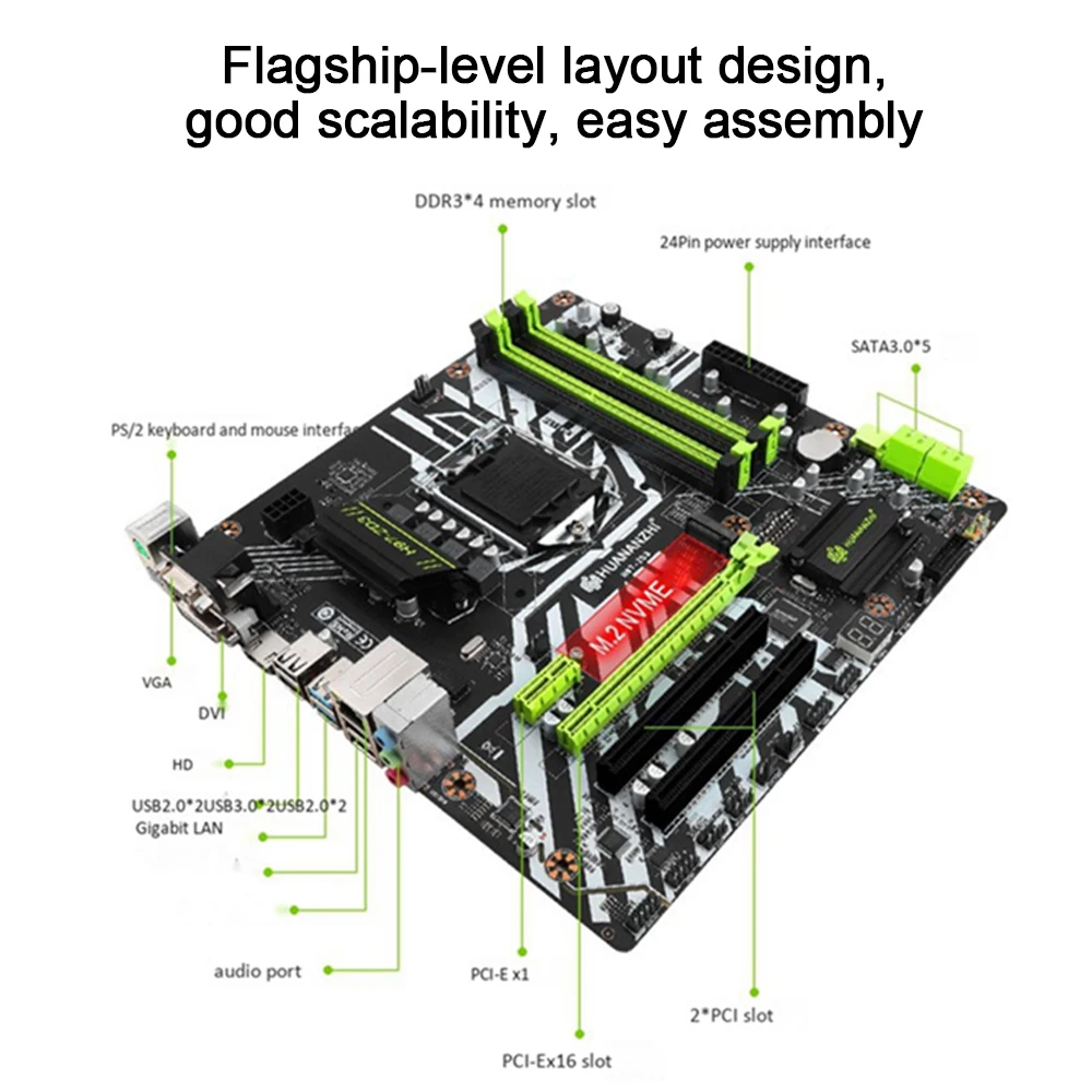 

HUANANZHI H97-ZD3 Motherboard 4xDDR3 Memory M.2 NVME /NGFF Interface Support Intel 1150 Processors Desktop PC Motherboard
